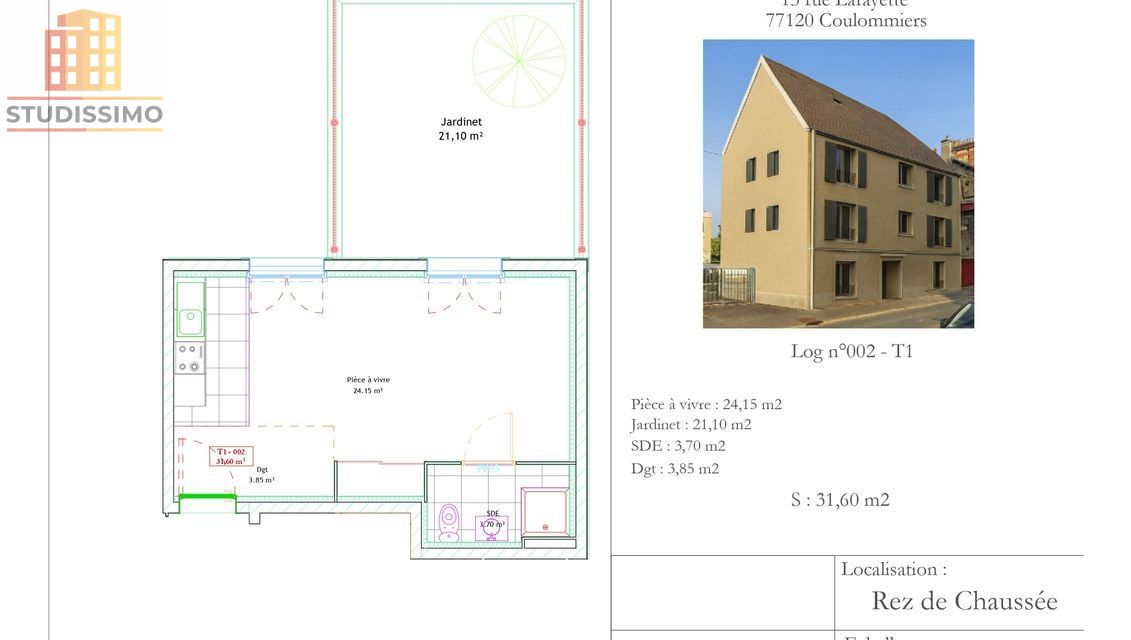 Studio 31m² Coulommiers - Neuf, avec jardin - Photo 1