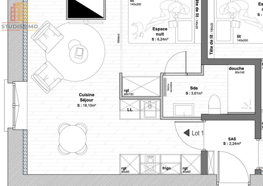 Appartement 29m² Lyon 9e Vaise - À rénover, rue commerçante - Photo 1