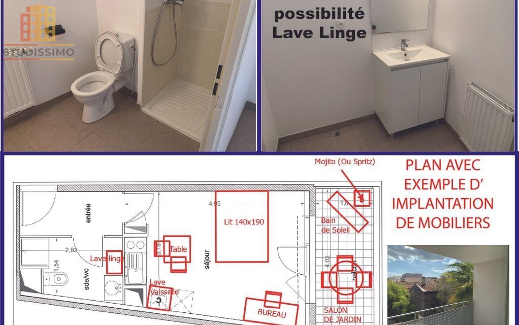 T1 24m² Castelnau-le-Lez - Balcon sud, parking couvert - Photo 1