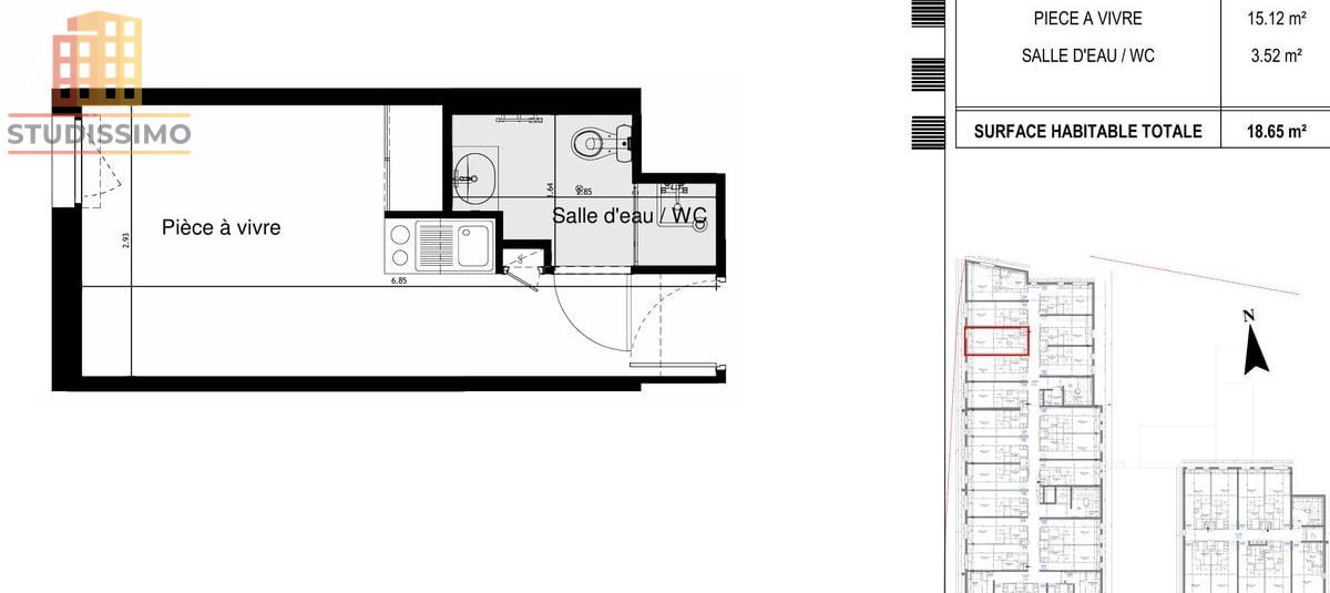 Studio 18m² Saint-Apollinaire - LMNP - Photo 2